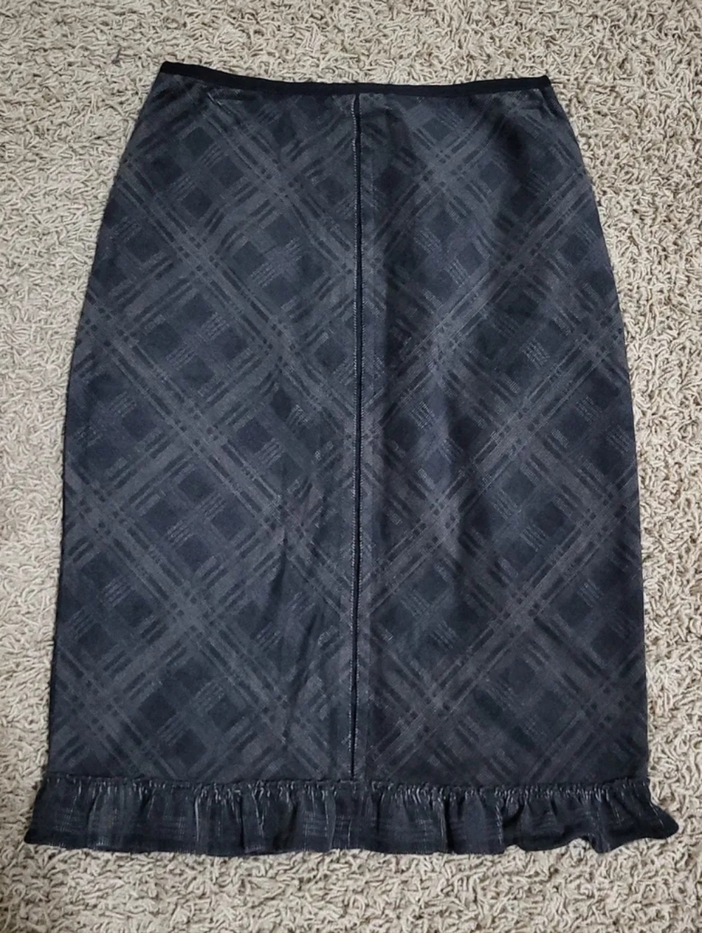 Free People Vintage Skirt Plaid Ruffle Pencil 6/Medium Midi